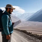 Home 20 타지키스탄에서 안전하게 여행하기 - A breathtaking panoramic shot of the majestic Pamir Mountains in Tajikistan. A rugged 4x4 SUV, sligh...